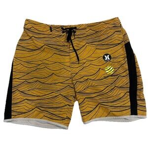 Men’s Hurley Yellow Phantom Australia Swim Soccer 18" Trunk Shorts Size 32 RARE